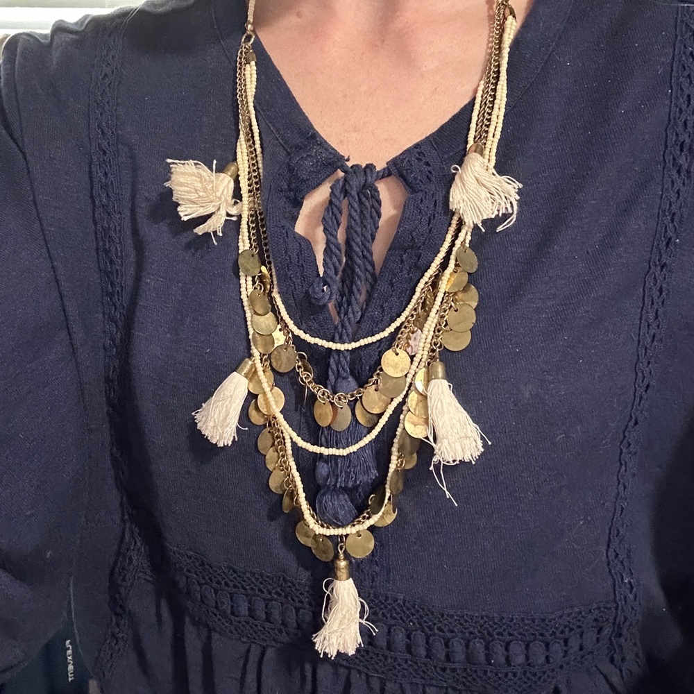 Gold tassel necklace